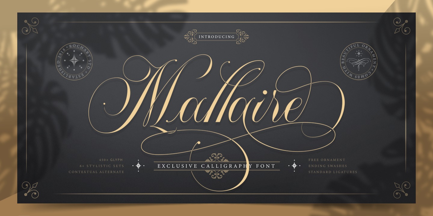 Beispiel einer Mallaire Ornament-Schriftart